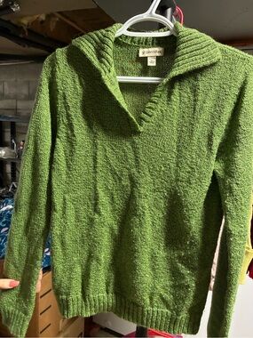 St. John's Bay Bright Green V-Neck Shawl-Collar Sweater